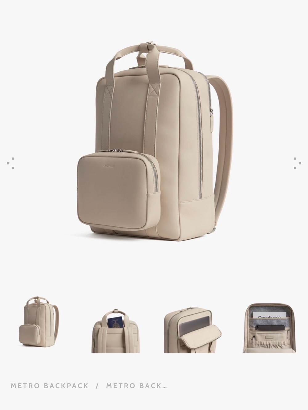 Metro Backpack Travel Bag in Beige
